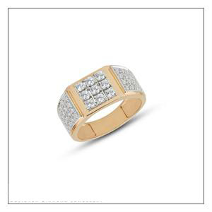 Beautifully Crafted Diamond Mens Ring with Certified Diamonds in 18k Yellow Gold - GR0055R